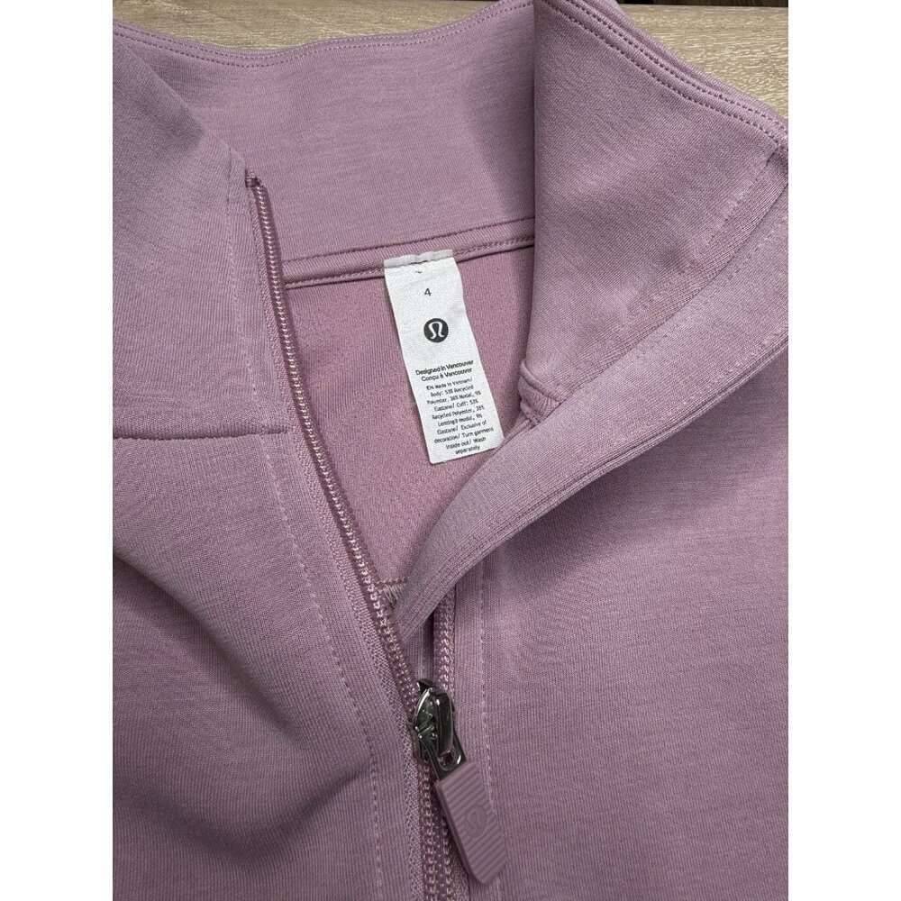 Lululemon Brushed Softstreme Half Zip Rose Blush Purple Size 4 - Picture 3 of 6